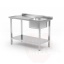 Sink table with shelf, bolted, HENDI, Kitchen Line, sink bowl on the right side, 1000x600x(H)850mm