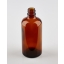 Round brown transparent glass bottle 100 ml, neck size 18/410