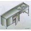 Nerūdijantis stalas 2000x700x850mm, 2 kriauklės dešinėje, spintelė apačioje